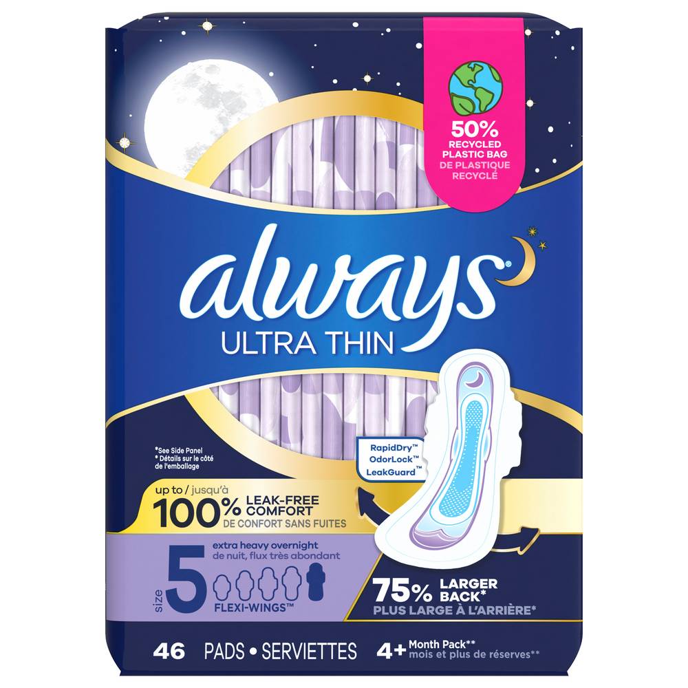 Always Ultra Thin Overnight Pads (46 ct)