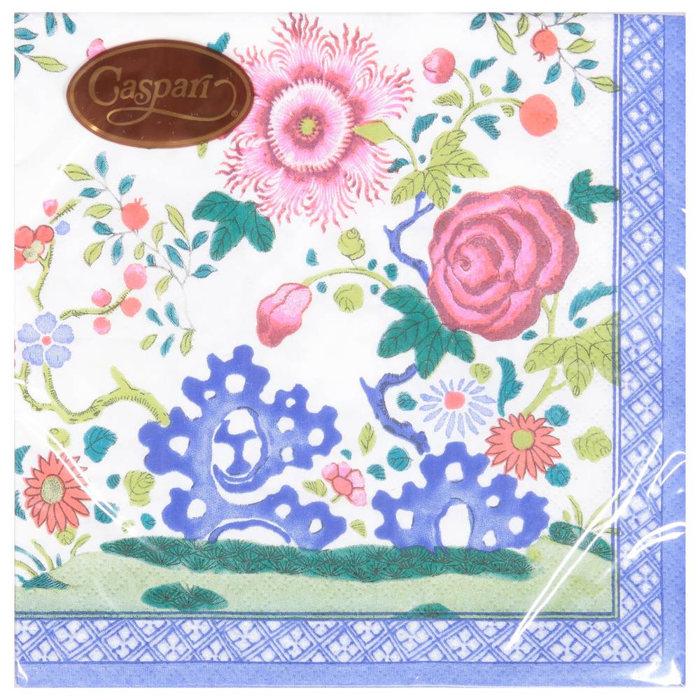 Caspari Triple-Ply Floral Porcelain Napkins (20 ct)