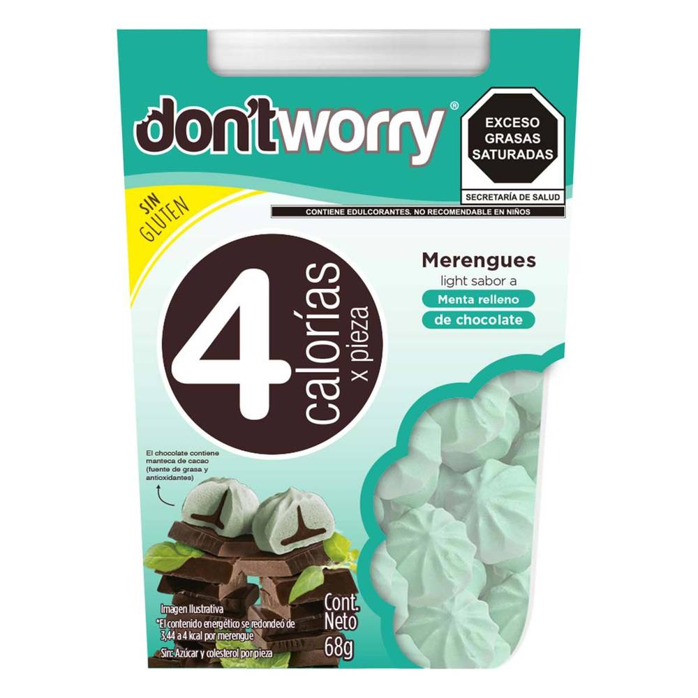 Don't Worry · Merengues light, menta - chocolate (68 g)