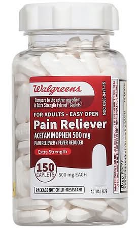 Walgreens Extra Strength Acetaminophen 500 mg Pain Reliever Caplets (150 ct)