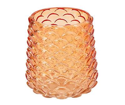 Orange Embossed Scale Glass Candle Holder