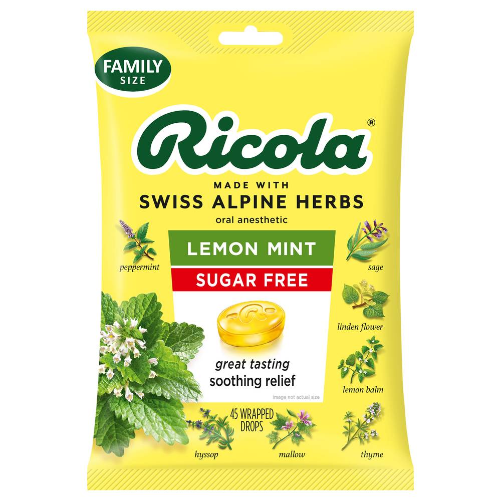 Ricola Sugar Free Herb Throat Drops, Lemon Mint (6.4 oz)