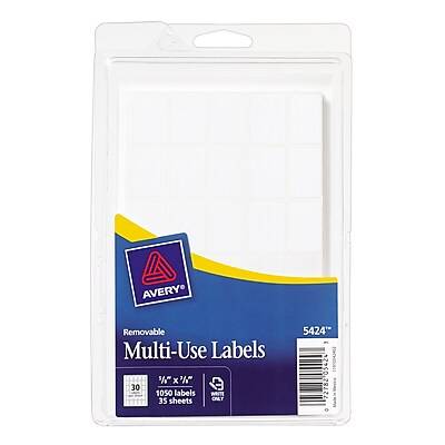 Avery Removable Labels, 5/8 x 7/8, White, 30 Labels/Sheet, 35 Sheets/Pack (5424)