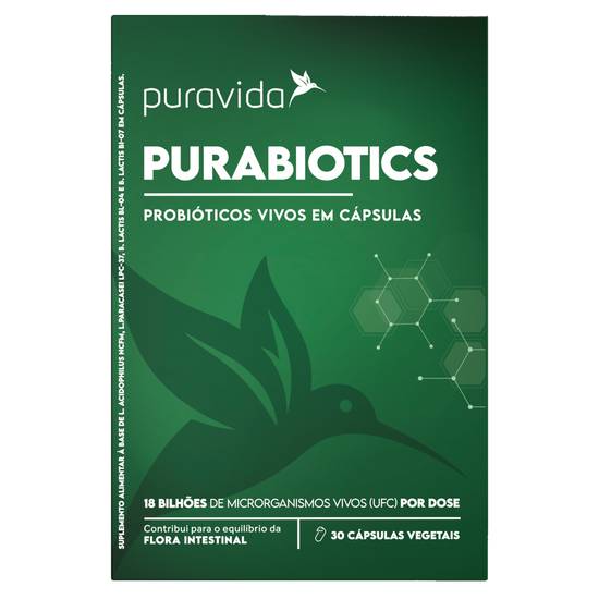 Pura vida probióticos vivos em capsulas purabiotics (30 cápsulas)