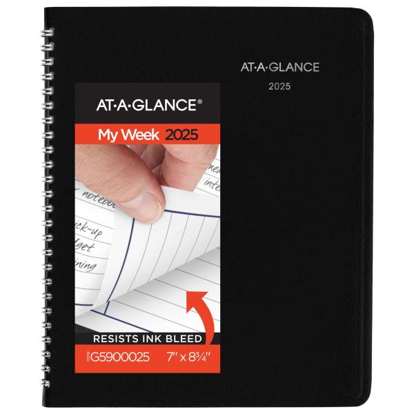 AT-A-GLANCE Dayminder 2025 Weekly Appointment Book Planner, Black