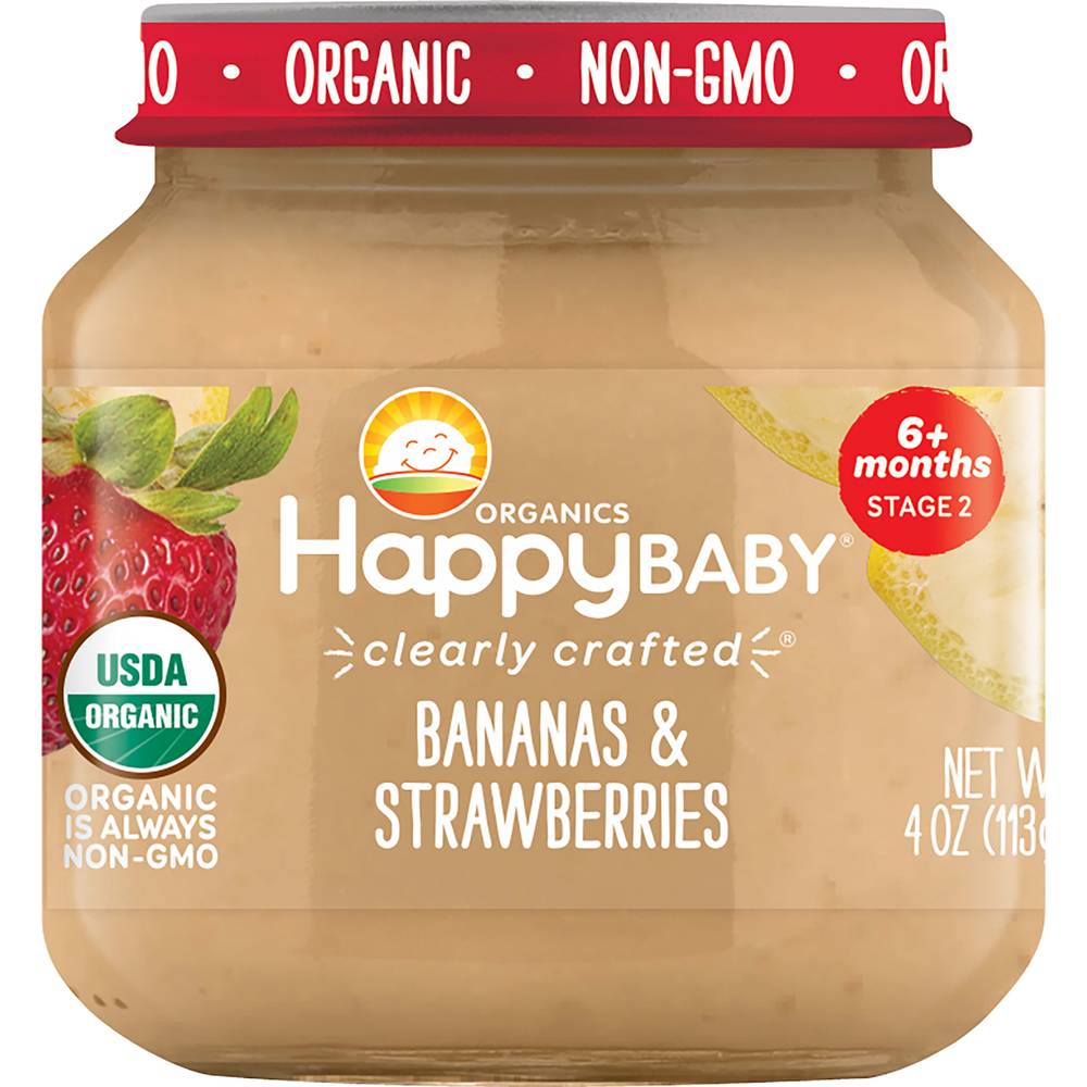 Happy Baby Clearly Crafted Organic 6+ Months Stage 2 Baby Food (bananas-strawberry)