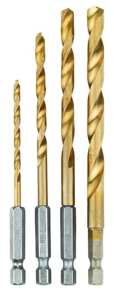 Ryobi Speedload+ Titanium 4-Piece Hex Shank Twist Drill Bit Set