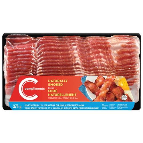 Compliments Naturally Smoked Less Salt Bacon 375 g