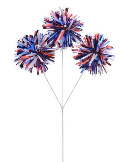 19" Red, White & Blue Mix Pom Pom Pick By Celebrate It