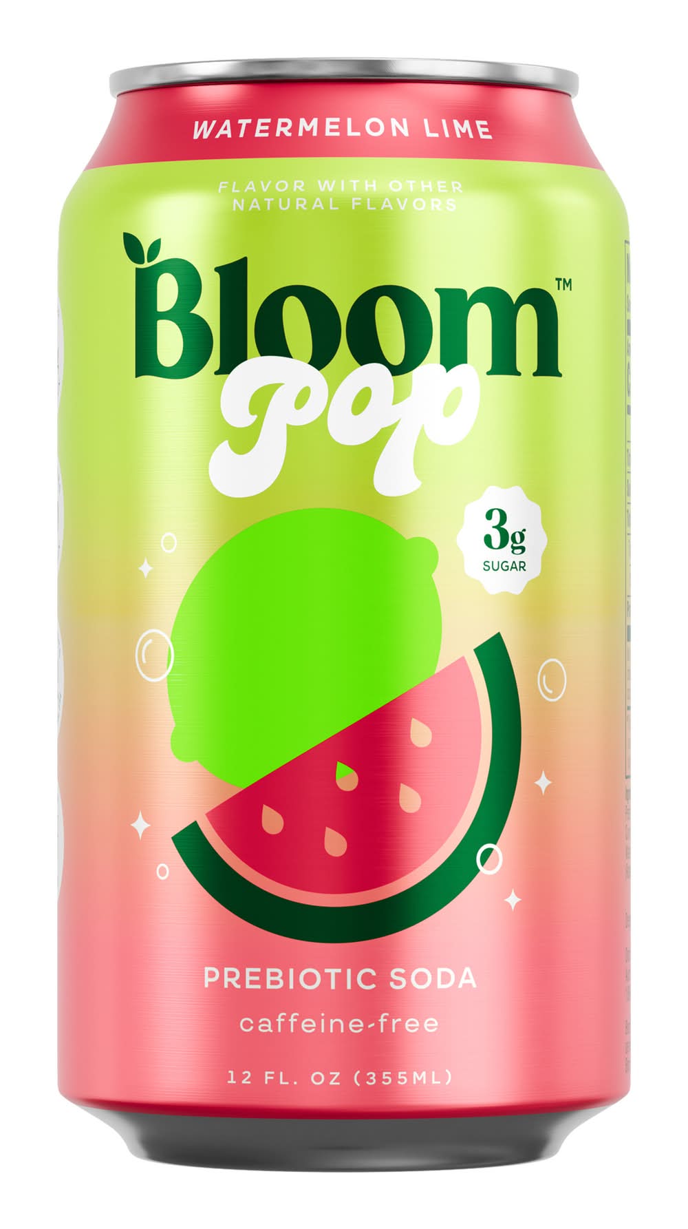 Bloom Pop Prebiotic Soda, Watermelon-Lime (12 fl oz)