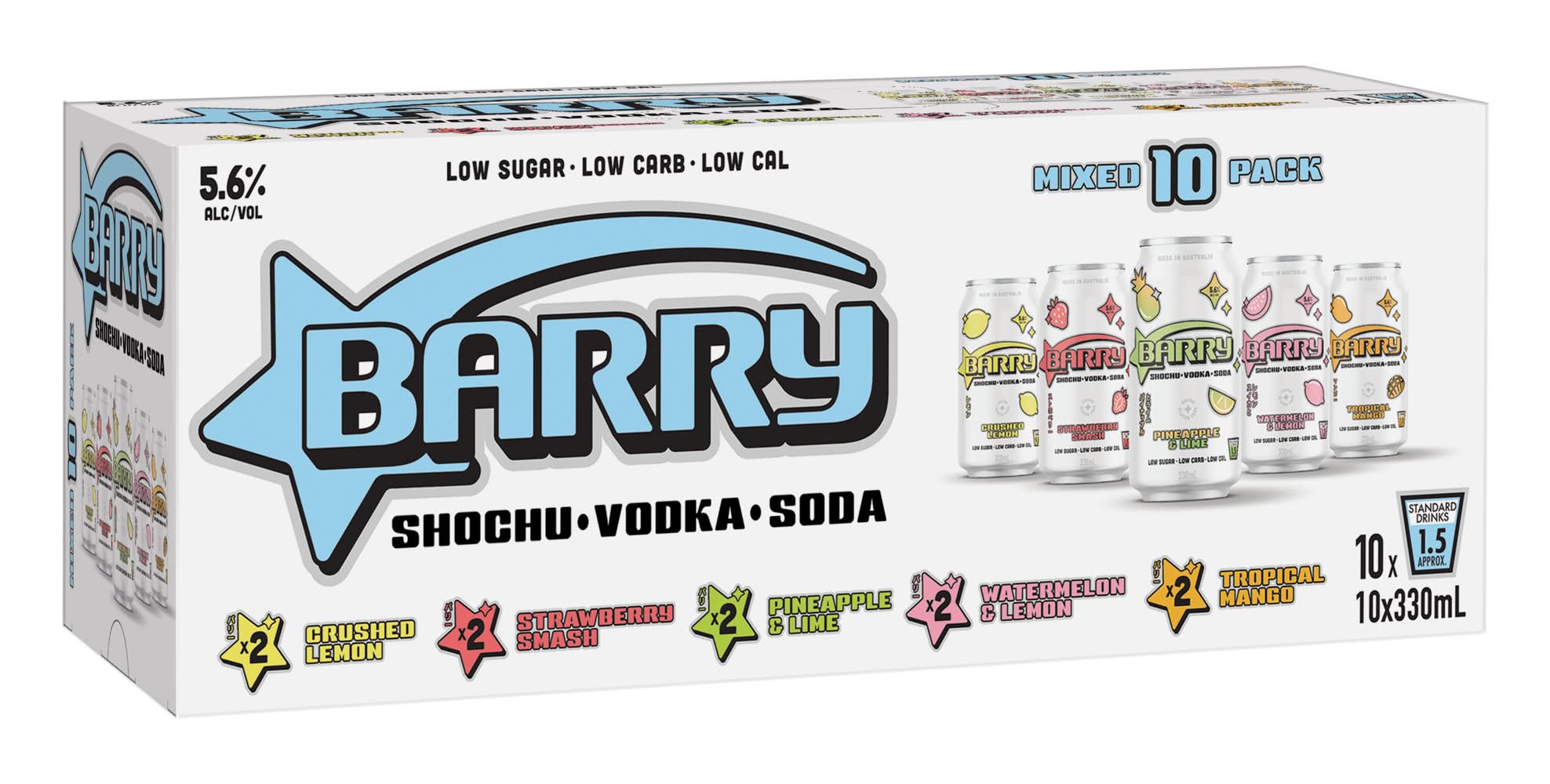 Barry Shochu Vodka Soda Mixed Pack Can 330mL CTN30
