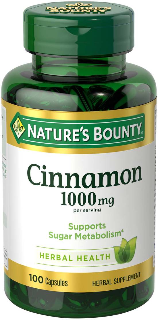 Nature's Bounty Cinnamon Capsules 1000mg, 100CT