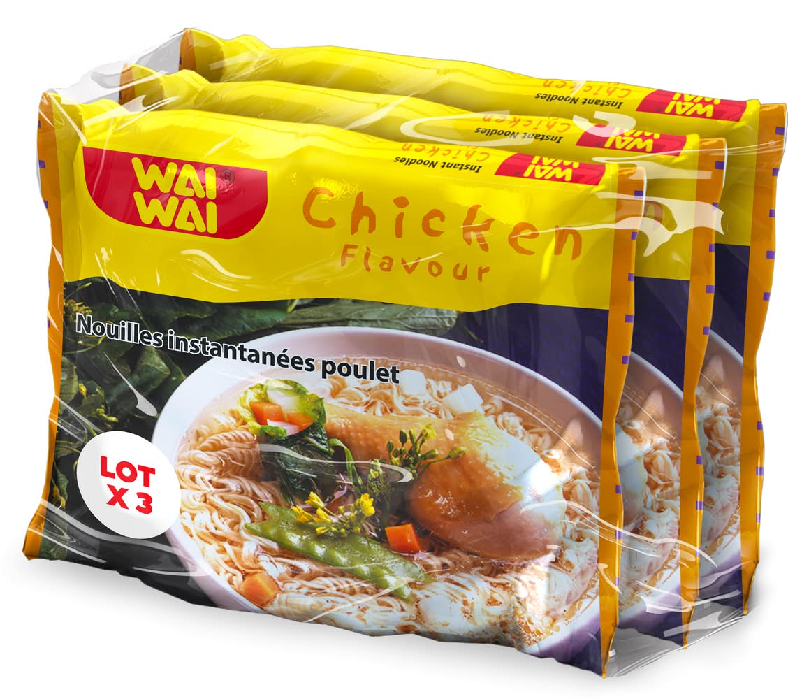 Wai Wai - Nouilles instantanées, poulet (3 x 60g)