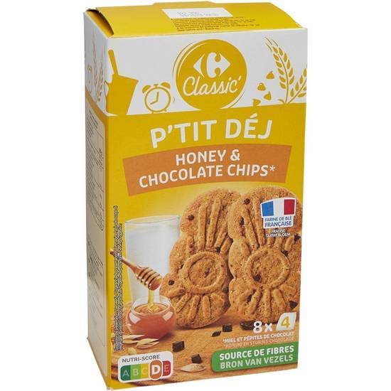 Carrefour Classic' - Biscuits petit déjeuner ( pépites de chocolat - miel)