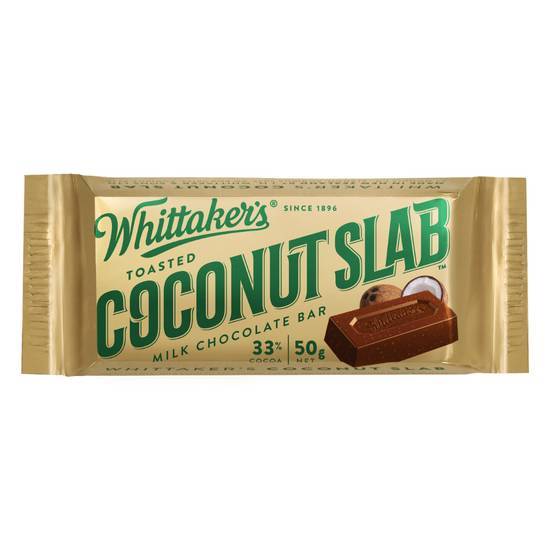 Whittaker's Toasted Coconut Slab Milk Chocolate Bar 50g