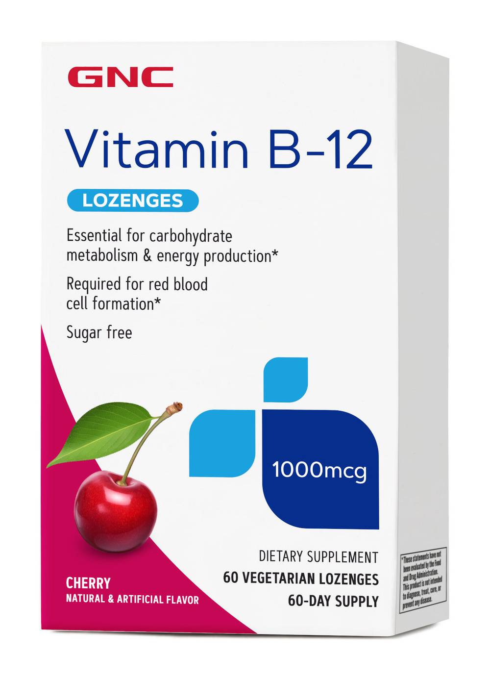 GNC Vitamin B-12 1000 Mcg Lozenges, Cherry (60 ct)