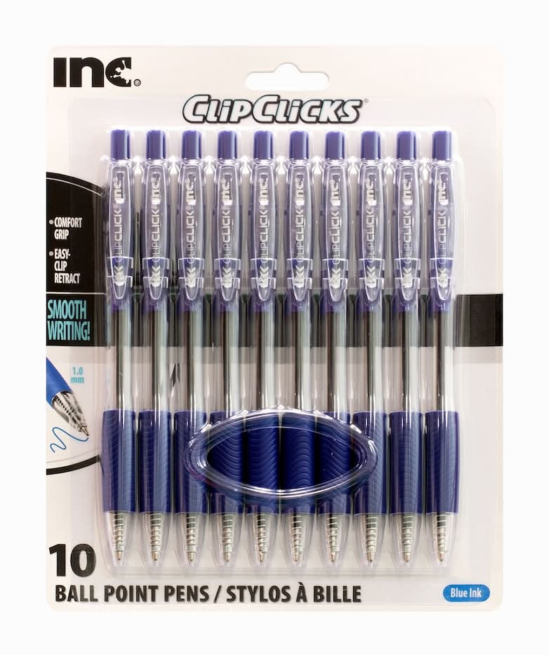 Inc Clipclicks Ball Point Pens Maximum Value, Blue (10 ct)