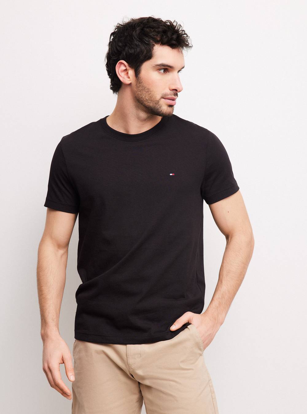 Tommy hilfiger polera básica cuello redondo negro 'l