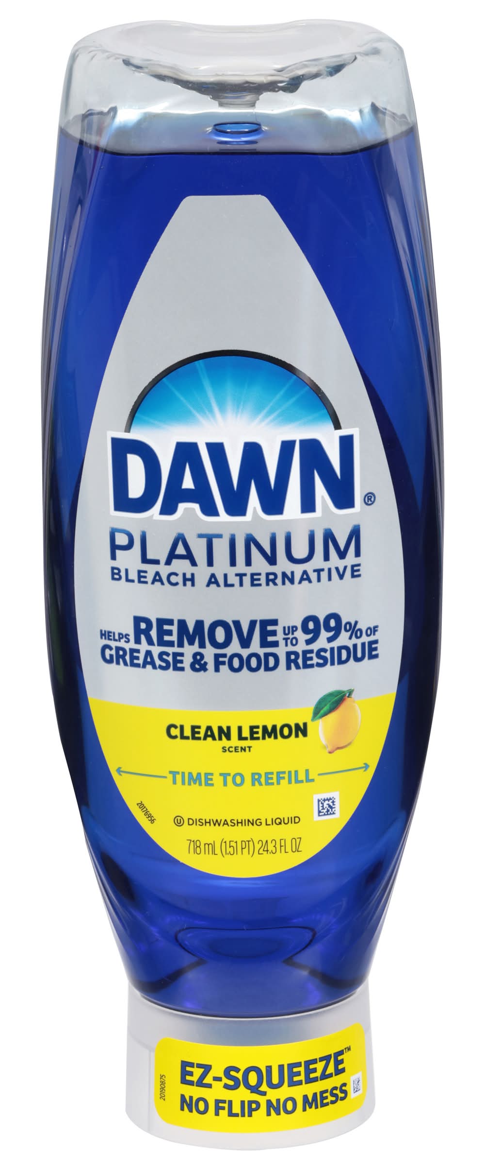 Dawn Platinum Bleach Alternative Ez Squeeze Dish Washing Liquid, Clean Lemon (24.3 fl oz)