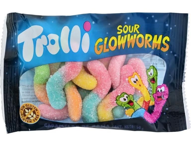 Gomitas Trolli Sour Glowworms 50 g