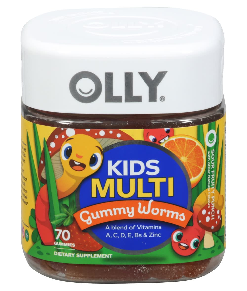 Olly Kids Multi Gummy Worms, Sour Fruity Punch (70 ct)