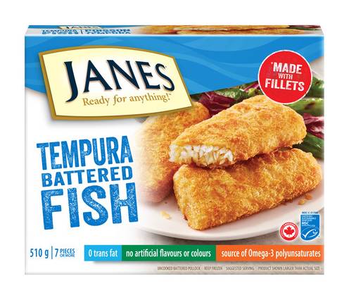 Janes Tempura Battered Breaded Pollock Fish (510 g, 7 ct)