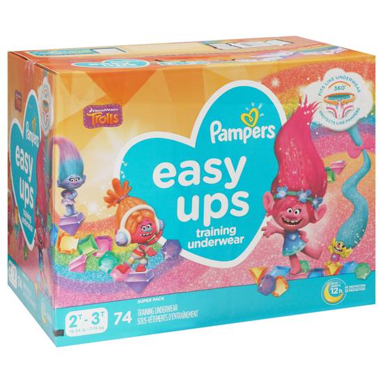 Pampers Easy Ups Girls Training Pants Size 2t - 3t (74 ct)