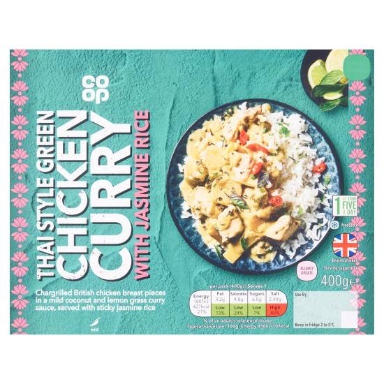 Co-Op Thai Style Green Chicken Curry With Jasmine Rice 400g