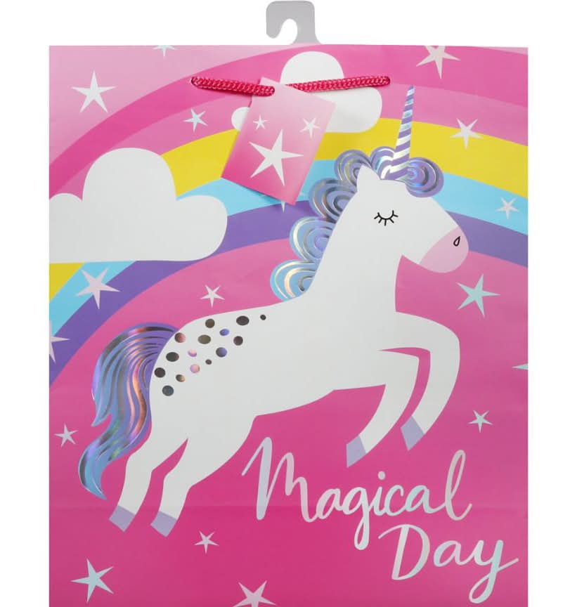 321 Party! Large Size Unicorn Birthday Gift Bag