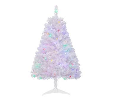 4' White Pre-Lit Artificial Tree with Multi-Color LED Lights