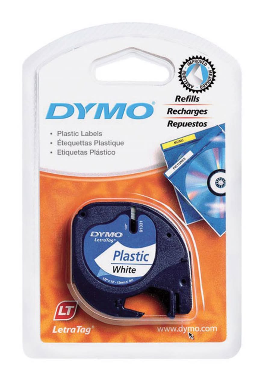 Dymo Letratag 1/2 In. W X 156 In. L White Plastic Label Maker Tape