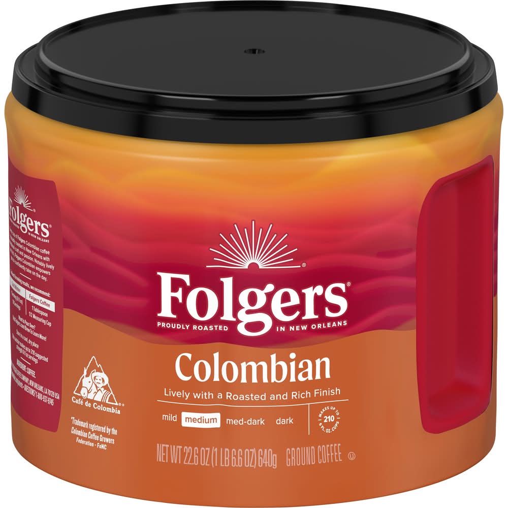 Folgers 100% Colombian Medium Roast Ground Coffee (22.6 oz)