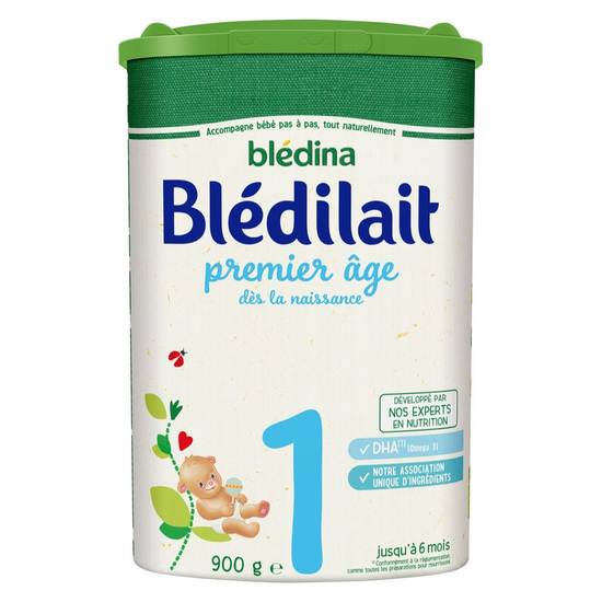 Lait de croissance en poudre bébé 0/6 mois Bledina 900g