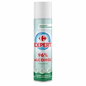 Alcohol 96% perfumado en spray limpiador superficies Expert Carrefour 400 ml.