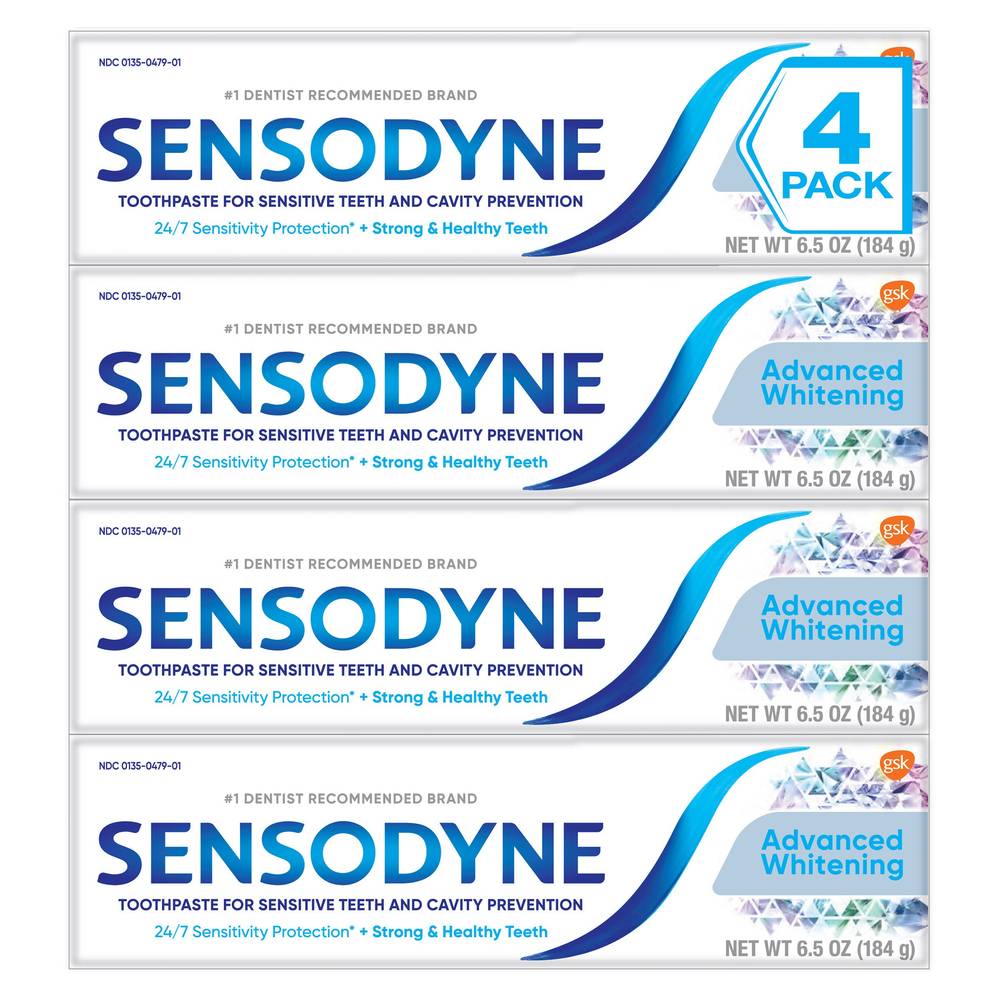 Sensodyne Advanced Whitening Toothpaste (4 x 6.5 oz)