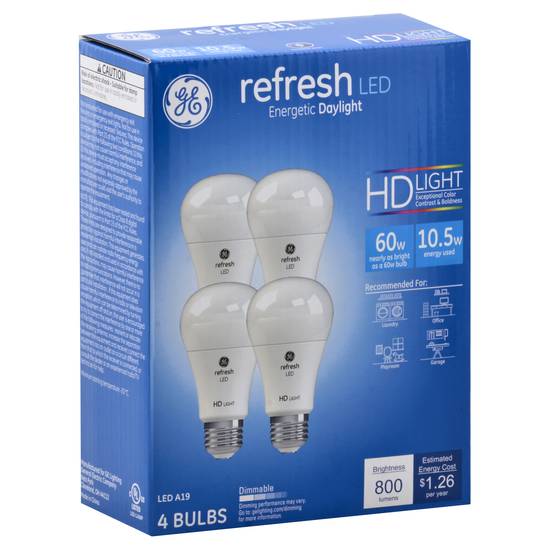 Refresh Led Hd Energetic Daylight 60 W 800 Lumens A19 Bulbs (4 ct)