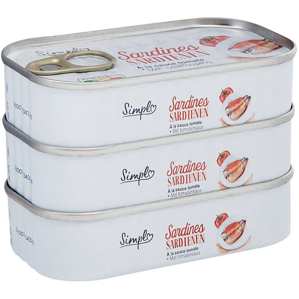 Carrefour Discount - Sardines à la tomate (3 pièces)