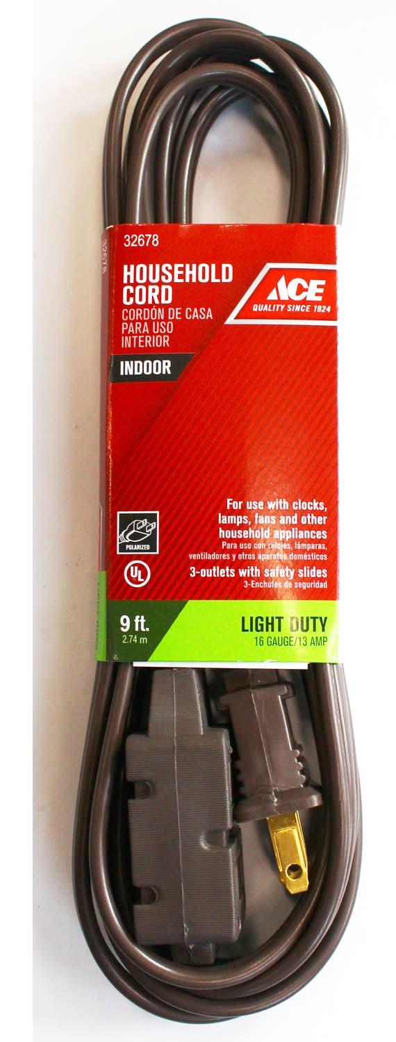 Ace Indoor 9 Ft. L Brown Extension Cord 16/2 Spt-2