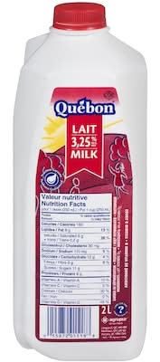Québon lait homogénéisé 3.25% mg - homogenized milk 3.25% mf (2 l)