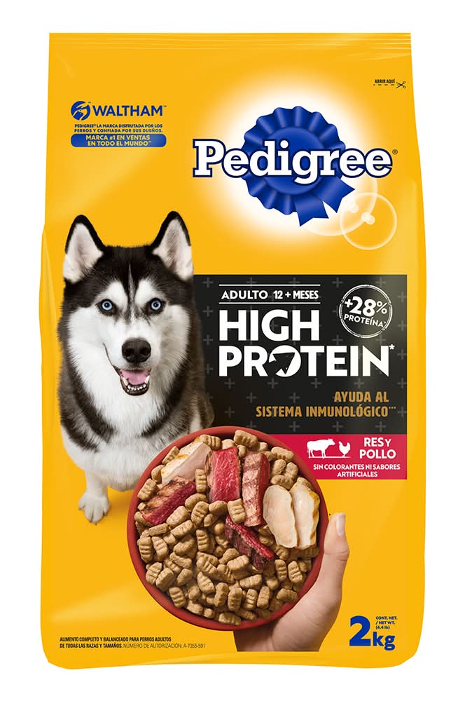 Pedigree · High protein alimento seco con res y pollo para perros, Adulto-Todas Las Razas (2 kg)