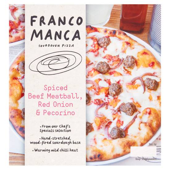 Franco Manca Sourdough Pizza Spiced Beef Meatball, Red Onion & Pecorino 476g