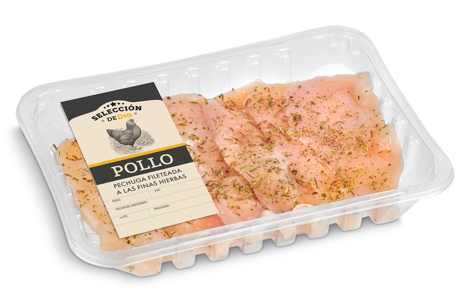 Filetes De Pechuga De Pollo A Las Finas Hierbas Selección De Dia Bandeja 600 G Aprox.