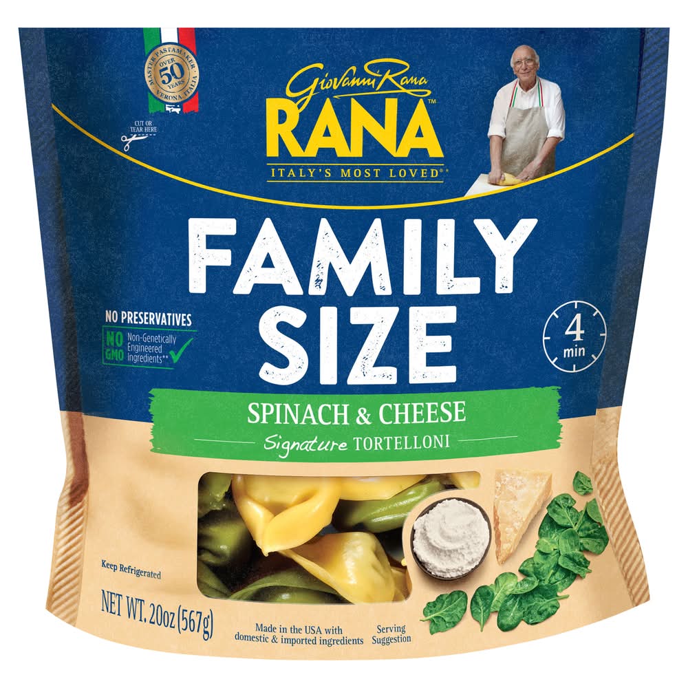 Giovanni Rana Signature Tortelloni Pasta Family Size, Spinach & Cheese (20 oz)
