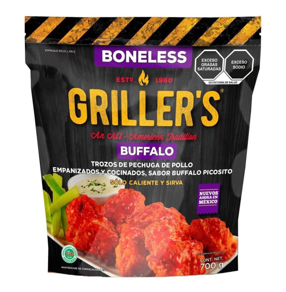 Griller's · Boneless trozos de pechuga de pollo empanizados y cocinados, buffalo picosito (700 g)