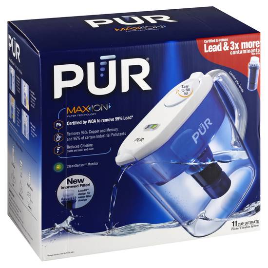 Pur Pitcher Water Filter With Lid Removal Blue