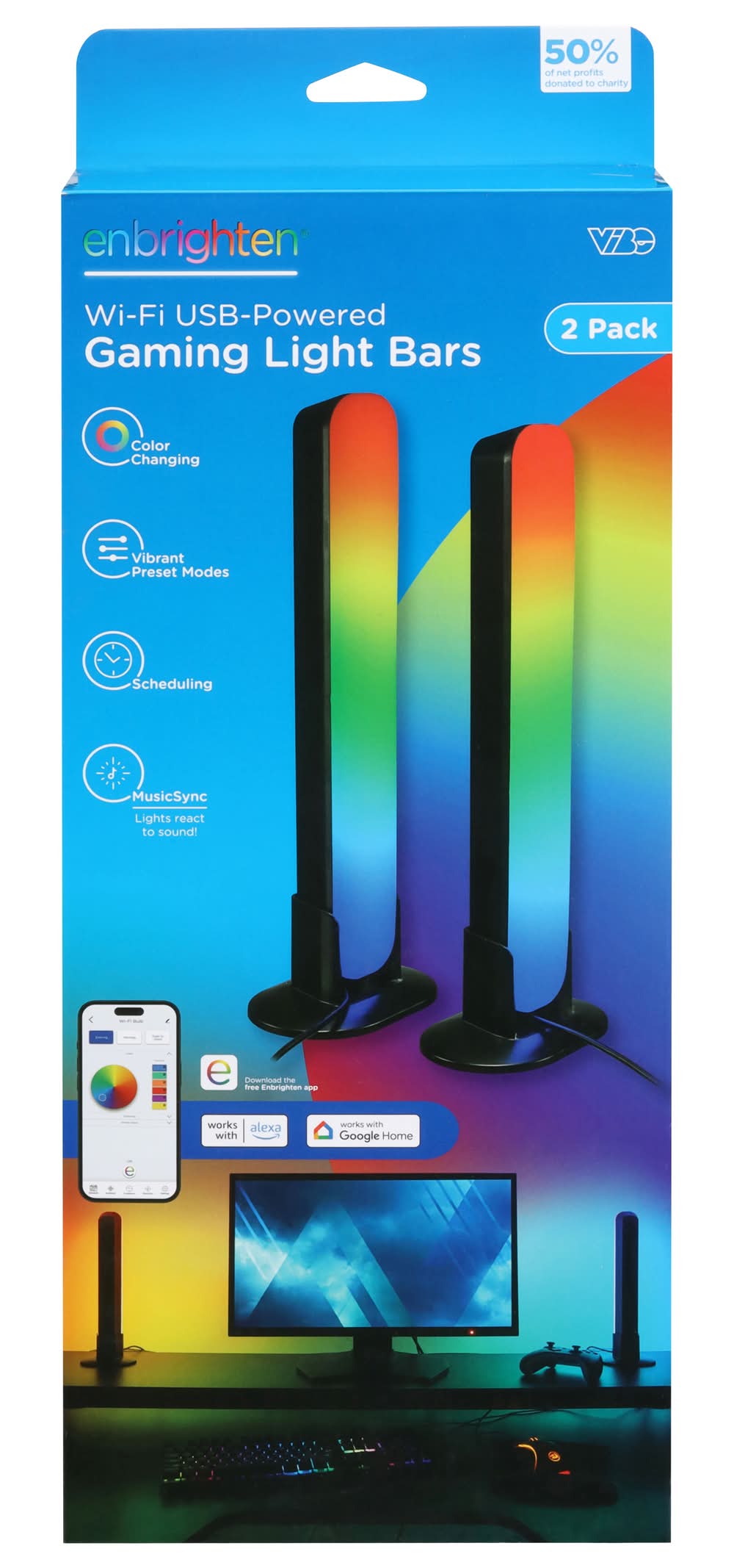 Enbrighten Vibe Wi-Fi Spectrum Rgbic Gaming Light Bar