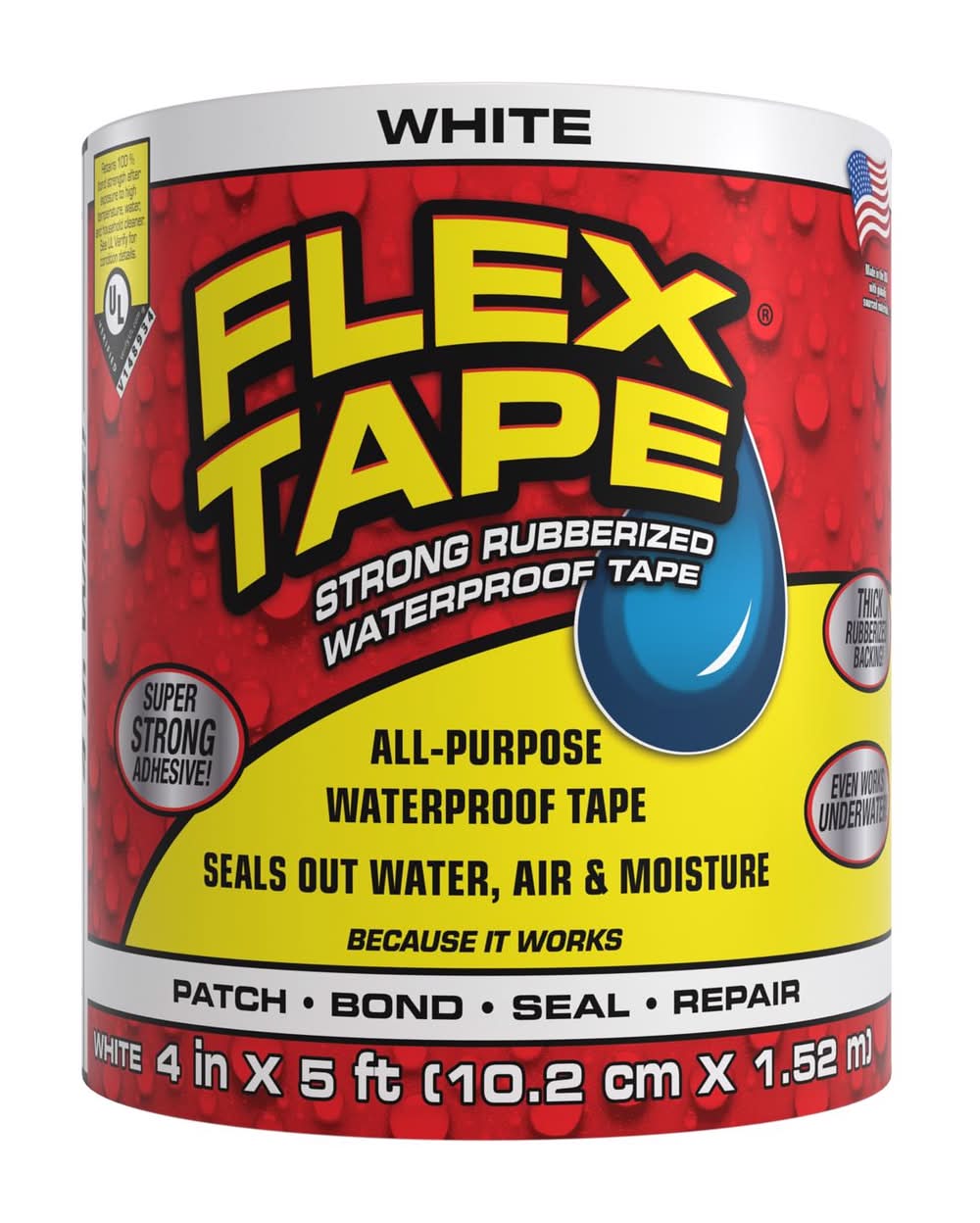 Flex Seal Family Of Products Flex Tape 4 In. W X 5 Ft. L White Waterproof Repair Tape