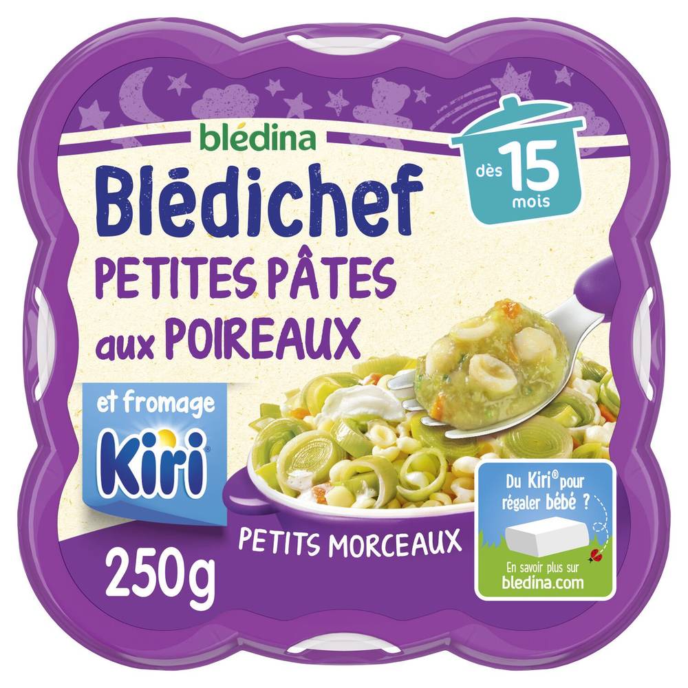 Bledina Blédichef - Plat cuisiné petites pâtes aux poireaux et fromage pour bébé dès 15mois (250g)