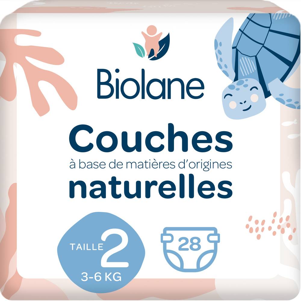 Biolane - Couches bébé écologiques 3 à 6 kg, Taille 2 (28)