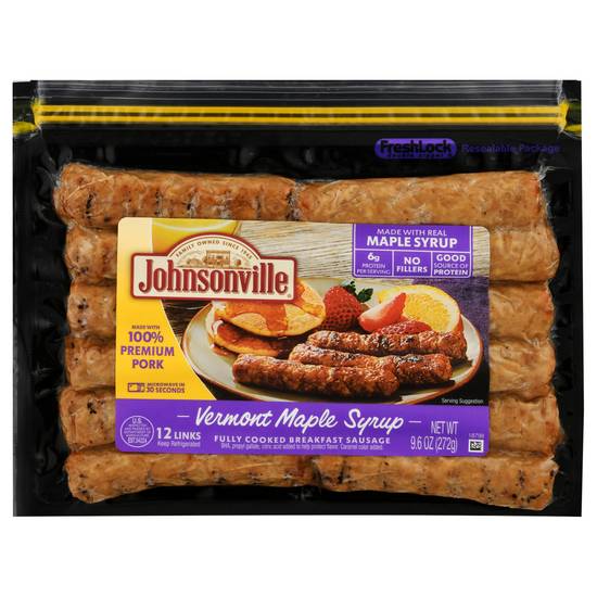 Johnsonville Fully Cooked Breakfast Sausage Vermont Maple Syrup (12 ct)